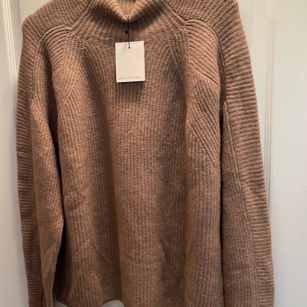 Gibson Latimer Brown Ribbed Knit Sweater